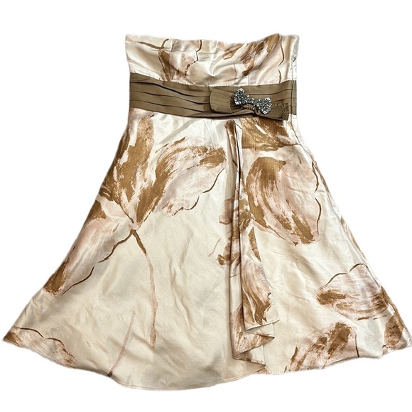 Anthropology Watercolored Strapless Silk Dress Size 6 Petite - Picture 2 of 8